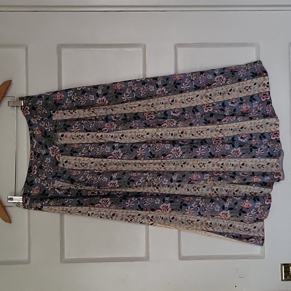 Vintage Nell Flowers Pleated High Waist Floral Rayon Midi Skirt Vintage  Size 12